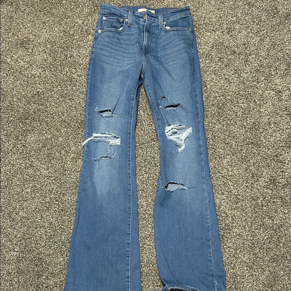 Levi's Blue Ripped Flare Jeans
